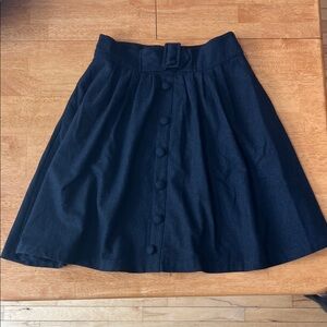 ModCloth Navy Belted Wool Blend Skirt L